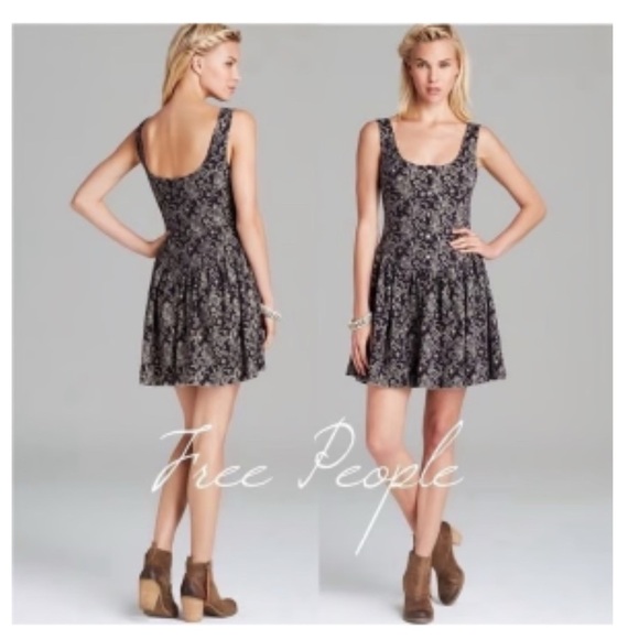 Free People Ponte de Roma Brown Paisley Floral Skater Dress S - Picture 2 of 13